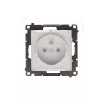 Simon 55 WMDW-50123x-114A Gniazdo wtyczkowe do wersji IP44 z uszczelką (moduł) 16 A, 250 V~, szybkozłącza. Klapka transparentna; Jasnoszary mat