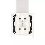 Simon 55 WMDW-00200O-111A Gniazdo wtyczkowe podwójne do wersji IP44 z uszczelką (moduł) 16 A, 250 V~, szybkozłącza. Klapka transparentna; Biały mat