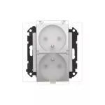 Simon 55 WMDW-00200O-143A Gniazdo wtyczkowe podwójne do wersji IP44 z uszczelką (moduł) 16 A, 250 V~, szybkozłącza. Klapka transparentna; Aluminium mat