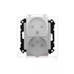 Simon 55 WMDW-00200O-114A Gniazdo wtyczkowe podwójne do wersji IP44 z uszczelką (moduł) 16 A, 250 V~, szybkozłącza. Klapka transparentna; Jasnoszary mat