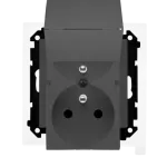 Simon 55 WMDW-00200O-116 Gniazdo wtyczkowe podwójne do wersji IP44 z uszczelką (moduł) 16 A, 250 V~, szybkozłącza. Klapka w kolorze pokrywy; Grafitowy mat