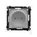 Simon 55 WMDW-50123x-143A Gniazdo wtyczkowe do wersji IP44 z uszczelką (moduł) 16 A, 250 V~, szybkozłącza. Klapka transparentna; Aluminium mat