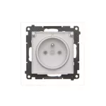 Simon 55 WMDW-50123x-143A Gniazdo wtyczkowe do wersji IP44 z uszczelką (moduł) 16 A, 250 V~, szybkozłącza. Klapka transparentna; Aluminium mat