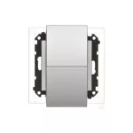 Simon 55 WMDW-00200O-143 Gniazdo wtyczkowe podwójne do wersji IP44 z uszczelką (moduł) 16 A, 250 V~, szybkozłącza. Klapka w kolorze pokrywy; Aluminium mat