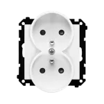 Simon 55 WMDW-00210N-111 Gniazdo wtyczkowe podwójne z uziemieniem z przesłonami (moduł) 16 A, 250 V~, szybkozłącza; Biały mat