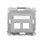 Simon 55 WMDA-P97xx7-143 Pokrywa gniazd teleinformatycznych na Keystone skośna podwójna z polem opisowym (moduł); Aluminium mat