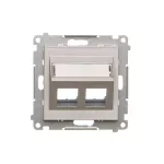 Simon 55 WMDA-P97xx7-143 Pokrywa gniazd teleinformatycznych na Keystone skośna podwójna z polem opisowym (moduł); Aluminium mat