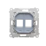 Simon 55 WMDA-P91xx3-143 Pokrywa gniazd teleinformatycznych na Keystone płaska podwójna (moduł); Aluminium mat