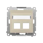 Simon 55 WMDA-P97xx7-144 Pokrywa gniazd teleinformatycznych na Keystone skośna podwójna z polem opisowym (moduł); Szampański mat