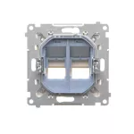 Simon 55 WMDA-P97xx7-144 Pokrywa gniazd teleinformatycznych na Keystone skośna podwójna z polem opisowym (moduł); Szampański mat