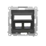 Simon 55 WMDA-P97xx7-149 Pokrywa gniazd teleinformatycznych na Keystone skośna podwójna z polem opisowym (moduł); Czarny mat