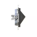 Simon 55 WMDA-P97xx7-149 Pokrywa gniazd teleinformatycznych na Keystone skośna podwójna z polem opisowym (moduł); Czarny mat