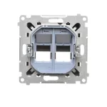 Simon 55 WMDA-P97xx7-149 Pokrywa gniazd teleinformatycznych na Keystone skośna podwójna z polem opisowym (moduł); Czarny mat