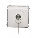 Simon Basic WMUL-0K01xx-1011 Łącznik jednobiegunowy z kluczem, 2 pozycyjny, „0-I” styk N/O. Możliwość wyjęcia klucza w każdej pozycji; biały