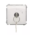 Simon Basic WMUL-0K01Px-1011 Łącznik chwilowy jednobiegunowy z kluczem, 2 pozycyjny, „0-I” styk N/O. Możliwość wyjęcia klucza tylko w pozycji 0; biały