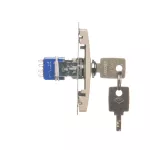 Simon Basic WMUL-0K04Px-9011 Łącznik chwilowy roletowy z kluczem, 3 pozycyjny, „I-0-II" 2 styki N/O. Możliwość wyjęcia klucza tylko w pozycji 0; beż