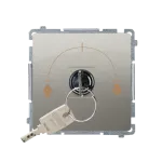 Simon Basic WMUL-0K04Px-H011 Łącznik chwilowy roletowy z kluczem, 3 pozycyjny, „I-0-II" 2 styki N/O. Możliwość wyjęcia klucza tylko w pozycji 0; satynowy