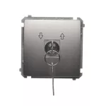 Simon Basic WMUL-0K04Px-H011 Łącznik chwilowy roletowy z kluczem, 3 pozycyjny, „I-0-II" 2 styki N/O. Możliwość wyjęcia klucza tylko w pozycji 0; satynowy