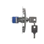 Simon Basic WMUL-0K04Px-H011 Łącznik chwilowy roletowy z kluczem, 3 pozycyjny, „I-0-II" 2 styki N/O. Możliwość wyjęcia klucza tylko w pozycji 0; satynowy