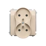 Simon Basic WMUW-00210M-9011 Gniazdo wtyczkowe podwójne z uziemieniem (moduł), Σ16A, 250V~, zaciski śrubowe; beż