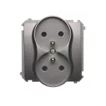 Simon Basic WMUW-00210M-J011 Gniazdo wtyczkowe podwójne z uziemieniem (moduł), Σ16A, 250V~, zaciski śrubowe; stal inox