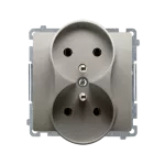 Simon Basic WMUW-00210M-H011 Gniazdo wtyczkowe podwójne z uziemieniem (moduł), Σ16A, 250V~, zaciski śrubowe; satynowy