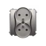 Simon Basic WMUW-00210M-H011 Gniazdo wtyczkowe podwójne z uziemieniem (moduł), Σ16A, 250V~, zaciski śrubowe; satynowy