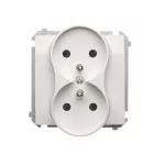 Simon Basic WMUW-00211M-1011 Gniazdo wtyczkowe podwójne z uziemieniem (moduł), z przesłonami torów prądowych, Σ16A, 250V~, zaciski śrubowe; biały