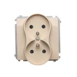 Simon Basic WMUW-00211M-9011 Gniazdo wtyczkowe podwójne z uziemieniem (moduł), z przesłonami torów prądowych, Σ16A, 250V~, zaciski śrubowe; beż