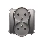 Simon Basic WMUW-00211M-J011 Gniazdo wtyczkowe podwójne z uziemieniem (moduł), z przesłonami torów prądowych, Σ16A, 250V~, zaciski śrubowe; stal inox