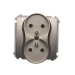 Simon Basic WMUW-00211M-H011 Gniazdo wtyczkowe podwójne z uziemieniem (moduł), z przesłonami torów prądowych, Σ16A, 250V~, zaciski śrubowe; satynowy