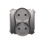 Simon Basic WMUW-00200M-J011 Gniazdo wtyczkowe podwójne bez uziemienia (moduł), Σ16A, 250V~, zaciski śrubowe; stal inox