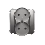 Simon Basic WMUW-00200M-H011 Gniazdo wtyczkowe podwójne bez uziemienia (moduł), Σ16A, 250V~, zaciski śrubowe; satynowy