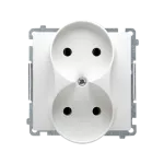 Simon Basic WMUW-00201M-1011 Gniazdo wtyczkowe podwójne bez uziemienia (moduł) z przesłonami torów prądowych, Σ16A, 250V~, zaciski śrubowe; biały