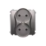 Simon Basic WMUW-00201M-J011 Gniazdo wtyczkowe podwójne bez uziemienia (moduł) z przesłonami torów prądowych, Σ16A, 250V~, zaciski śrubowe; stal inox