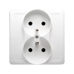 Simon Basic WMUW-10210x-1011 Gniazdo wtyczkowe z uziemieniem podwójne, monoblok, 16A, 250V~, zaciski śrubowe; biały Kompletne - nie do ramek