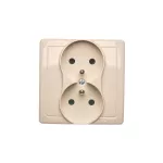 Simon Basic WMUW-10210x-9011 Gniazdo wtyczkowe z uziemieniem podwójne, monoblok, 16A, 250V~, zaciski śrubowe; beż Kompletne - nie do ramek