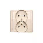 Simon Basic WMUW-10211x-9011 Gniazdo wtyczkowe z uziemieniem podwójne, monoblok, z przesłonami torów prądowych 16A, 250V~, zaciski śrubowe; beż Kompletne - nie do ramek