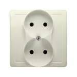 Simon Basic WMUW-10200x-9011 Gniazdo wtyczkowe bez uziemienia podwójne, monoblok, 16A, 250V~, zaciski śrubowe; beż Kompletne - nie do ramek