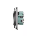 Simon Basic WMUW-10201x-J011 Gniazdo wtyczkowe bez uziemienia podwójne, monoblok, z przesłonami torów prądowych 16A, 250V~, zaciski śrubowe; stal inox Kompletne - nie do ramek