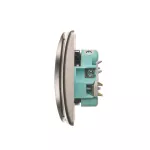 Simon Basic WMUW-10201x-H011 Gniazdo wtyczkowe bez uziemienia podwójne, monoblok, z przesłonami torów prądowych 16A, 250V~, zaciski śrubowe; satynowy Kompletne - nie do ramek