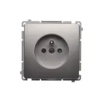 Simon Basic WMUW-00111x-H021 Gniazdo wtyczkowe z uziemieniem (moduł), z przesłonami torów prądowych, 16A, 250V~, zaciski śrubowe; satynowy