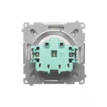 Simon Basic WMUW-00110C-J021 Gniazdo wtyczkowe z uziemieniem (moduł) 16A, 250V~, szybkozłącza; stal inox