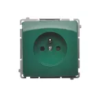 Simon Basic WMUW-00111x-Z021 Gniazdo wtyczkowe z uziemieniem (moduł), z przesłonami torów prądowych, 16A, 250V~, zaciski śrubowe; zielone