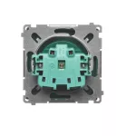 Simon Basic WMUW-00111x-Z021 Gniazdo wtyczkowe z uziemieniem (moduł), z przesłonami torów prądowych, 16A, 250V~, zaciski śrubowe; zielone