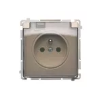 Simon Basic WMUW-53110x-9021 Gniazdo wtyczkowe z uziemieniem, bryzgoszczelne IP44 (moduł) 16A, 250V~, zaciski śrubowe. Klapka transparentna; beż