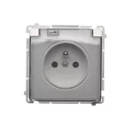 Simon Basic WMUW-53111x-1021 Gniazdo wtyczkowe z uziemieniem, z przesł. torów prądowych, bryzgoszczelne IP44 (moduł) 16A, 250V~, zaciski śrubowe, klapka transp.; biały