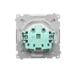 Simon Basic WMUW-53111x-1021 Gniazdo wtyczkowe z uziemieniem, z przesł. torów prądowych, bryzgoszczelne IP44 (moduł) 16A, 250V~, zaciski śrubowe, klapka transp.; biały