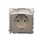 Simon Basic WMUW-53111x-9021 Gniazdo wtyczkowe z uziemieniem, z przesł. torów prądowych, bryzgoszczelne IP44 (moduł) 16A, 250V~, zaciski śrubowe, klapka transp.; beż