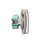 Simon Basic WMUW-53111x-H021 Gniazdo wtyczkowe z uziemieniem, z przesł. torów prądowych, bryzgoszczelne IP44 (moduł) 16A, 250V~, zaciski śrubowe, klapka transp.; satynowy